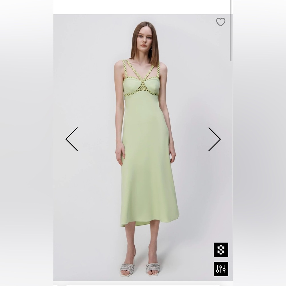 The Sevilla Crochet Ring Midi Dress in Lime-Size 10